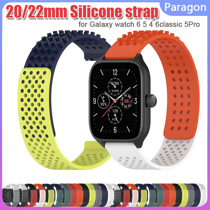 Phù Hợp Dây Đeo Silicon 20 / 22mm Thoáng Khí Kiểu Thể Thao Cho samsung galaxy watch 6 5 4 40mm 44mm 
