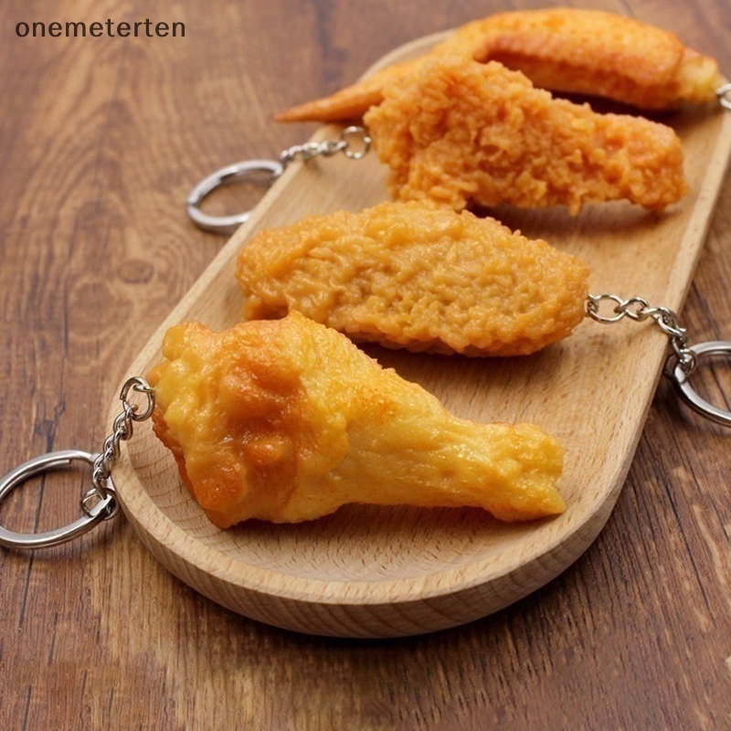 Rten Móc Khóa mini Hình Đùi Gà / Thức Ăn Sáng Tạo Có Móc Khóa