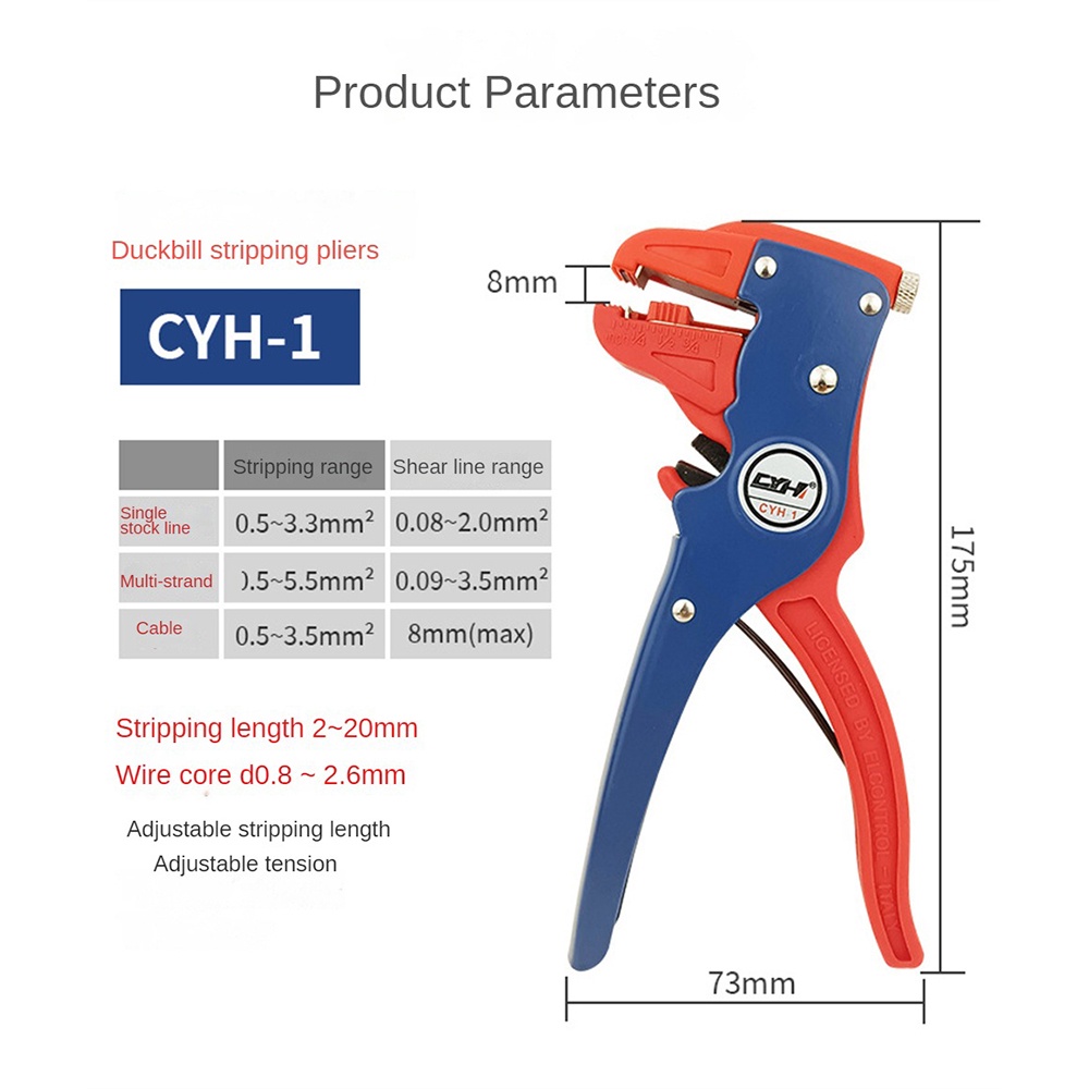 Kìm tuốt dây có mỏ vịt thoải mái cầm nắm cáp uốn chống trượt và bền. Dụng cụ cầm tay Kìm tuốt dây Đơn giản và dễ dàng Kìm tuốt dây cáp
