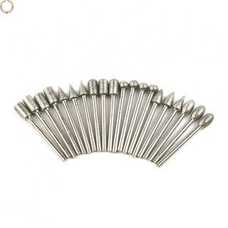 Bộ 20 kim cương burr, mũi khoan chân 3 mm để mài, khắc, đánh bóng,