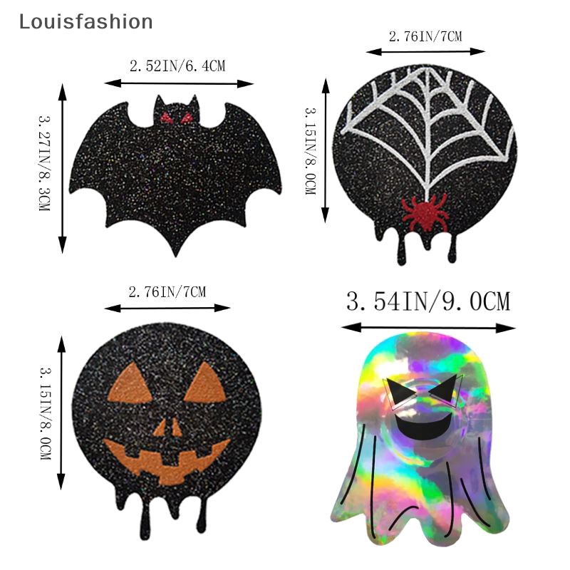 Louis Thời Trang 2 Cặp Miếng Dán Ngực Hình Nhện / Dơi / Bí Ngô Màu Đen Dùng Một Lần