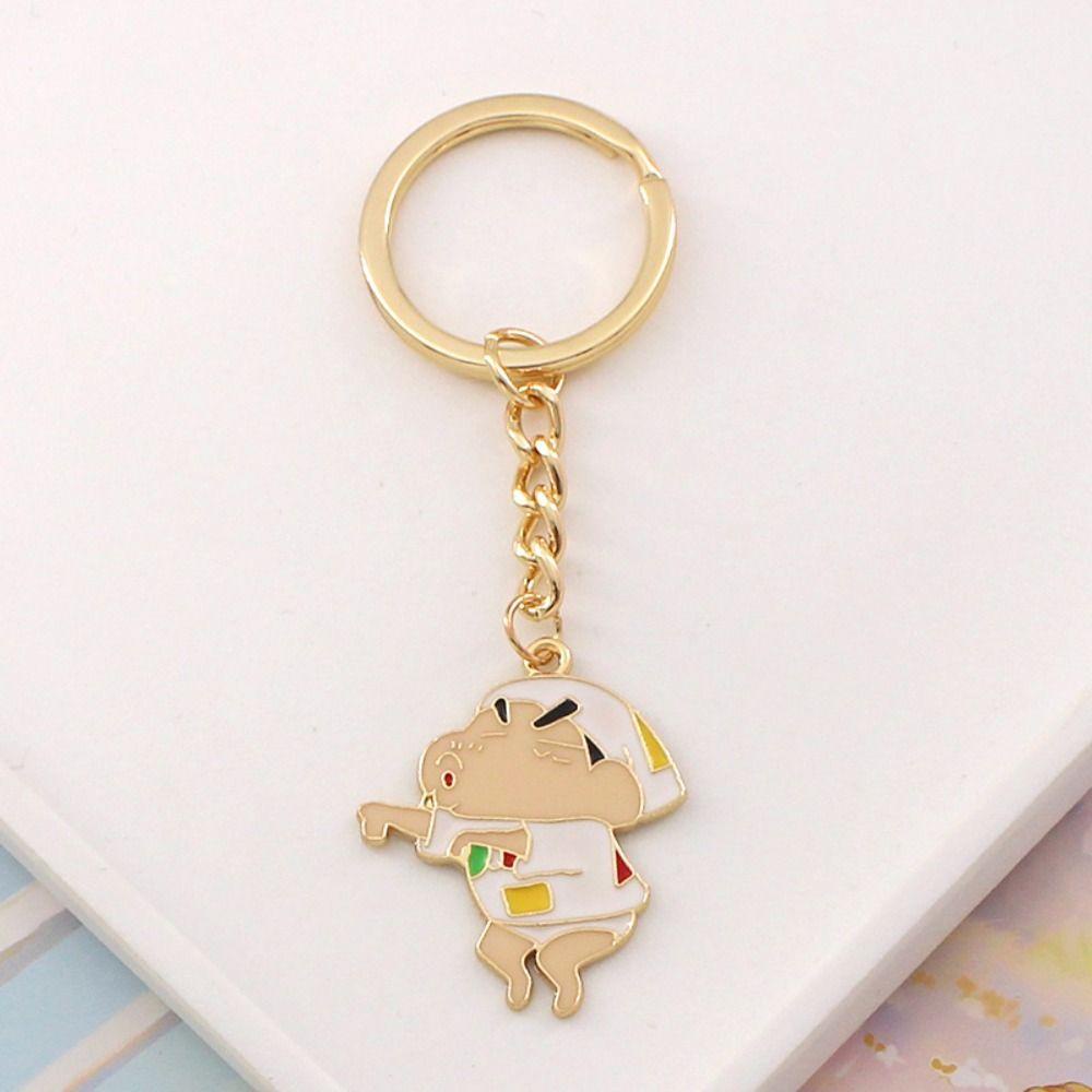 Móc khóa MMULCK kim loại hai mặt hình chú chó Shin-chan hoạt hình cho cặp đôi