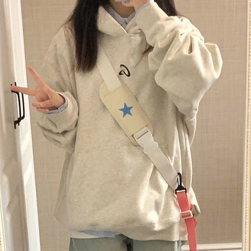 Zhu xia Áo sweatshirt Có Mũ Trùm In Chữ Phong Cách Thường Ngày Dành Cho Nam Và Nữ