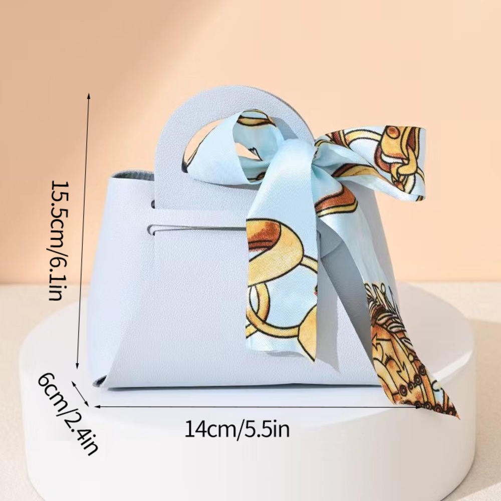 Hộp Đựng Kẹo Cưới mini Bằng Da Thắt Nơ Ruy Băng