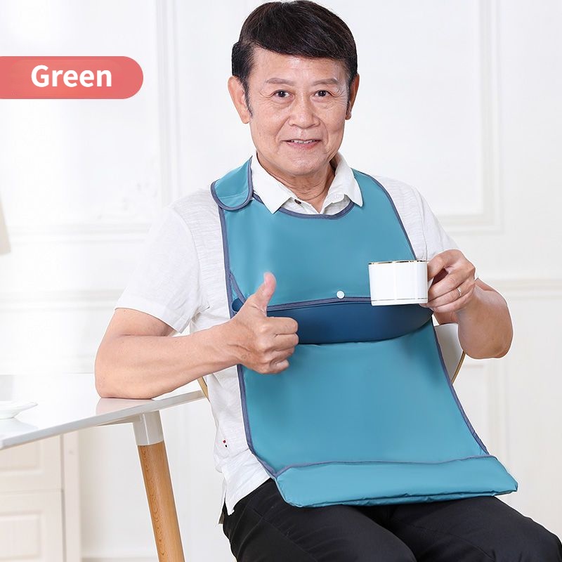 Yếm Ăn silicone Chống Thấm Nước Có Túi Lớn Cho Người Lớn Tuổi