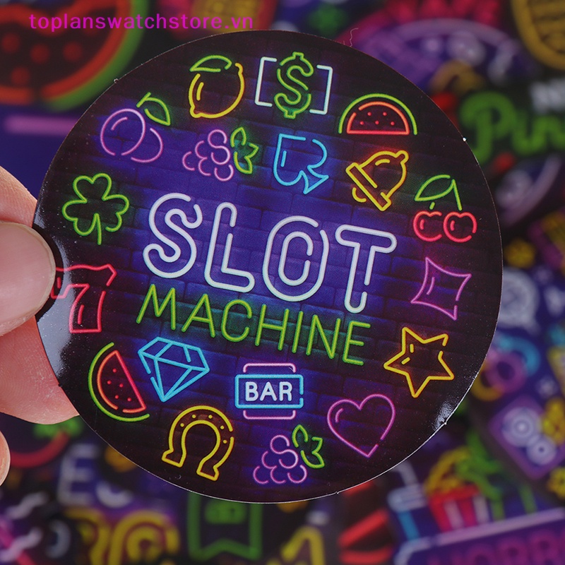 Set 50 Miếng Dán Màu neon Trang Trí Ván Trượt / laptop / Xe Hơi / Xe Đạp vn