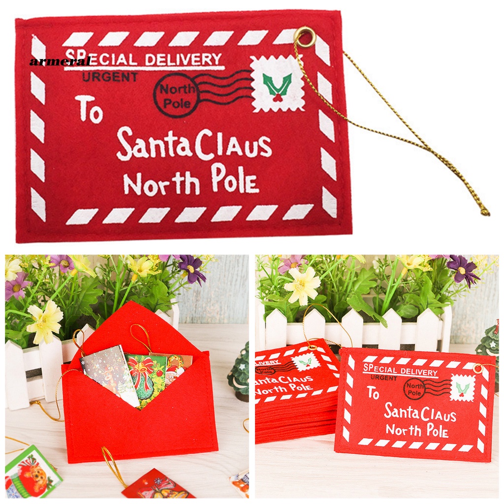 Set 10 Phong Bì Bằng Vải In Chữ Treo Trang Trí Cây Thông Noel Có Thể Tái Sử Dụng