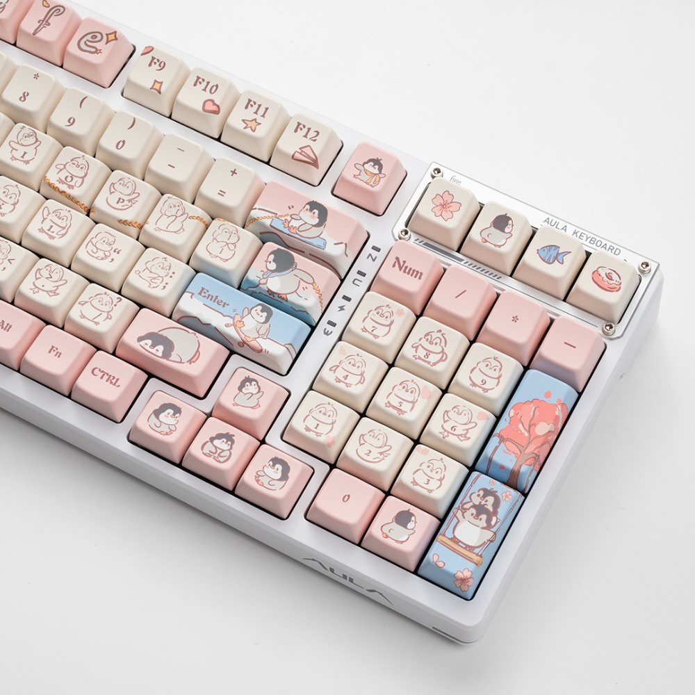 Chim Cánh Cụt Keycaps Cherry/MDA Profile Anime Dễ Thương PBT DYE SUB Bàn Phím Cơ Keycap