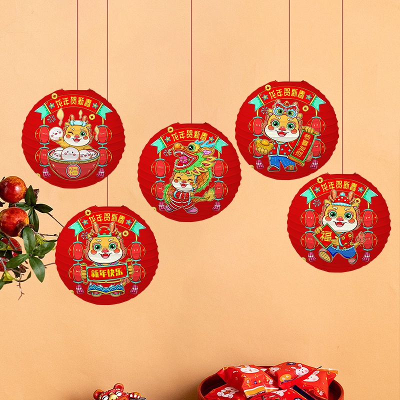 Lồng Đèn Giấy Hình Rồng Đỏ Không Thấm Nước Trang Trí Năm Mới