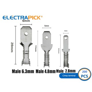 Electrapick 100 / 200 Chiếc Nữ Nam Uốn Thiết Bị Đầu Cuối 2.8 / 4.8mm / 6.3mm Đầu Nối Đồng Vàng Loa Ô Tô Đồng Thau Đầu Nối Dây Điện Thiết Bị Đầu Cuối Uốn
