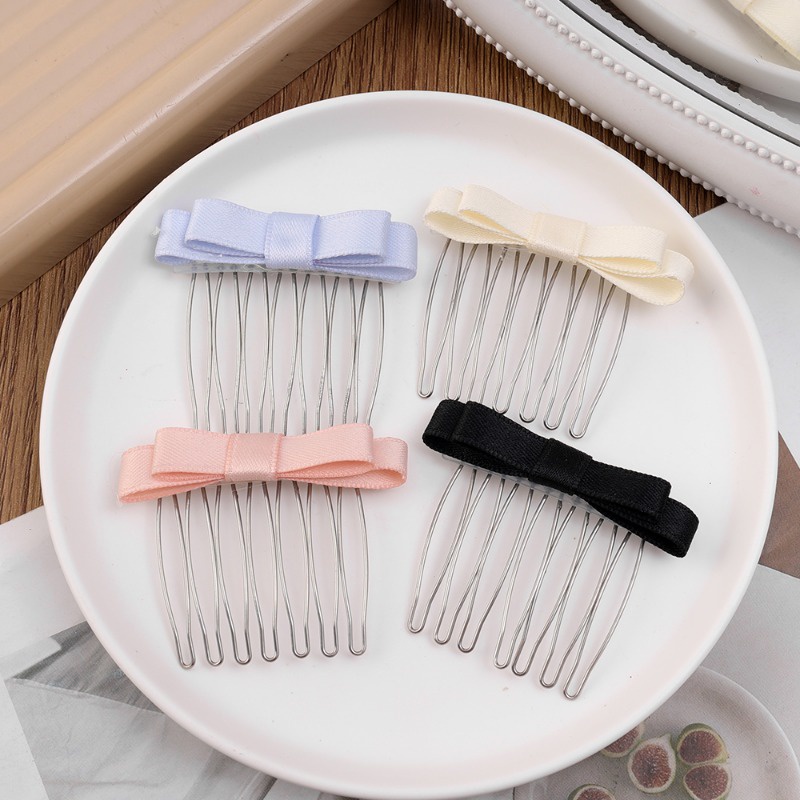 Thời Trang Lược Kẹp Tóc Xoăn Tàng Hình Màu Trơn Đính Nơ Dễ Thương Cho Bé Gái