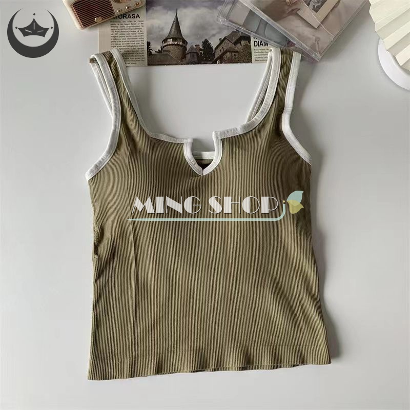 Áo Hai Dây Cổ Chữ v Màu Tương Phản Thời Trang Mùa Hè Cho Nữ