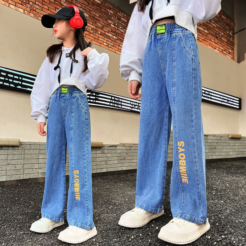 Quần Jean Dài 110-160cm Phong Cách Hàn Quốc Thời Trang Xuân Thu Xinh Xắn Cho Bé Gái