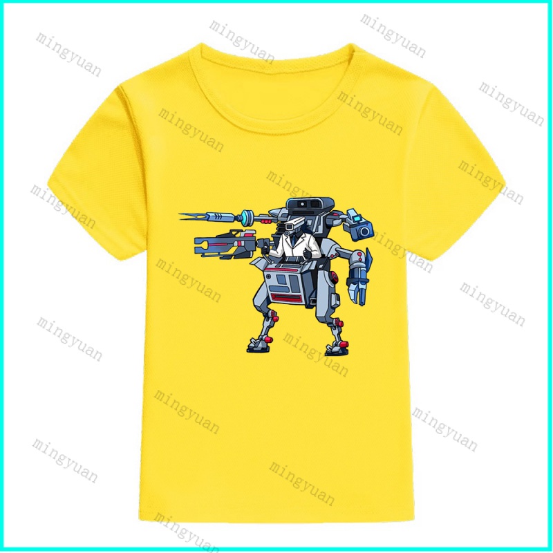 Mingyuan Áo Thun Tay Ngắn Dáng Rộng unisex In Hình robot cameraman skibidi toilet 54 Cho Trẻ Em