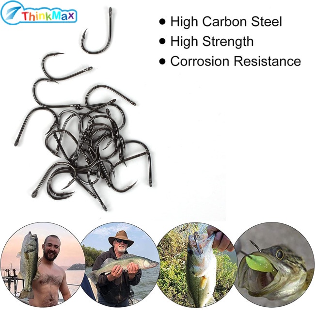20 Cái / 50 Chiếc Vòng Tròn Cá Chép Mắt Móc Câu Cá 2-22 # Thép Carbon Cao Móc Cá Có Vòng Câu Cá Phụ Kiện