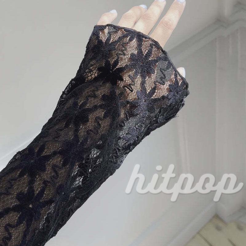 Áo Croptop Ren Hoa Xuyên Thấu Tay Dài Quyến Rũ Cho Nữ