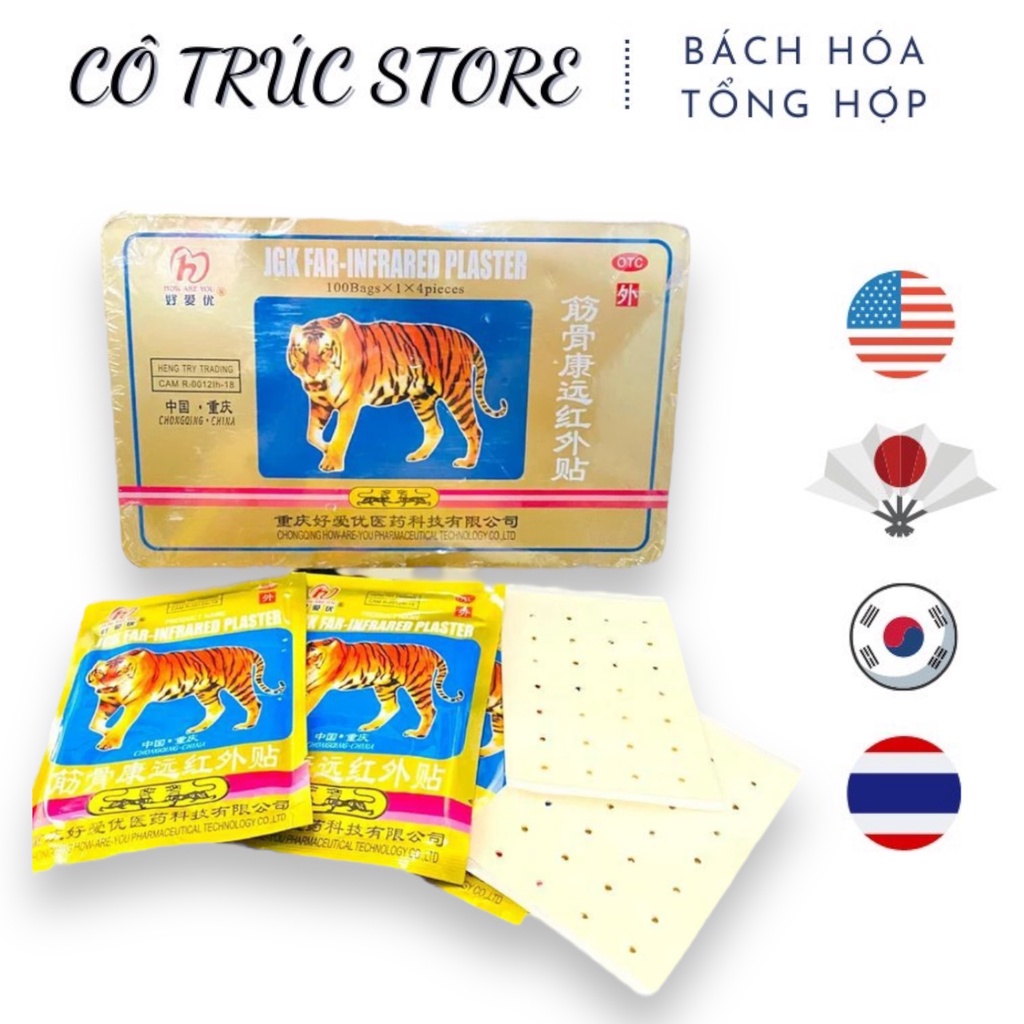 COMBO 10 Gói Cao dán con cọp 7 chữ thái lan (1 gói 4 miếng)