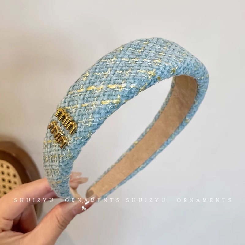 Miumiu Băng Đô Cài Tóc Cao Cấp Màu Nâu In Chữ Thời Trang Cao Cấp Cho Nữ