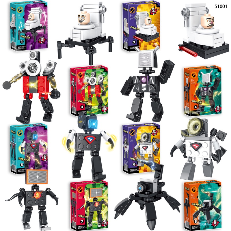 Skibidi Toilet Bộ Đồ Chơi Xếp Hình toilet man vs Cho Bé Trai