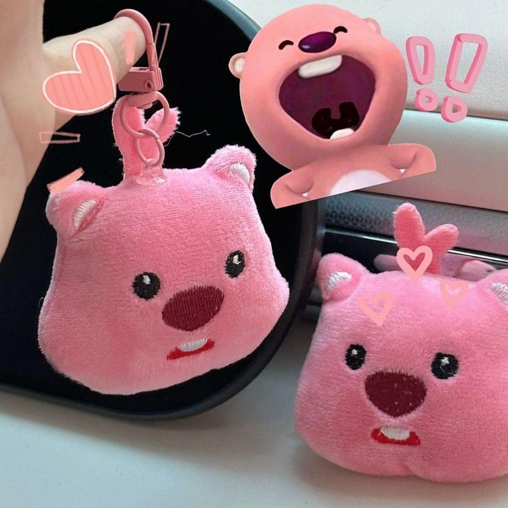 Shanhai Móc Chìa Khóa Bằng Sợi Bông Màu Hồng Poror Hoạt Hình Dễ Thương Vui Nhộn Phong Cách Hàn Quốc
