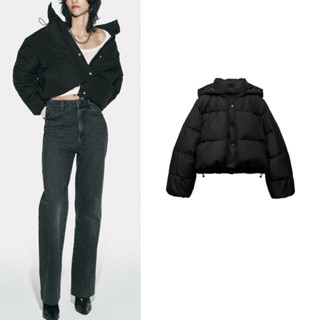 Áo Khoác Phao Có Nón Cổ Đứng Dáng Rộng Bằng Vải cotton Thời Trang zara Cho Nữ 6318203