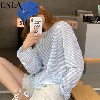 Áo Thun Dài Tay Chống Nắng Họa Tiết Sọc Ngang Thời Trang Dành Cho Nữ