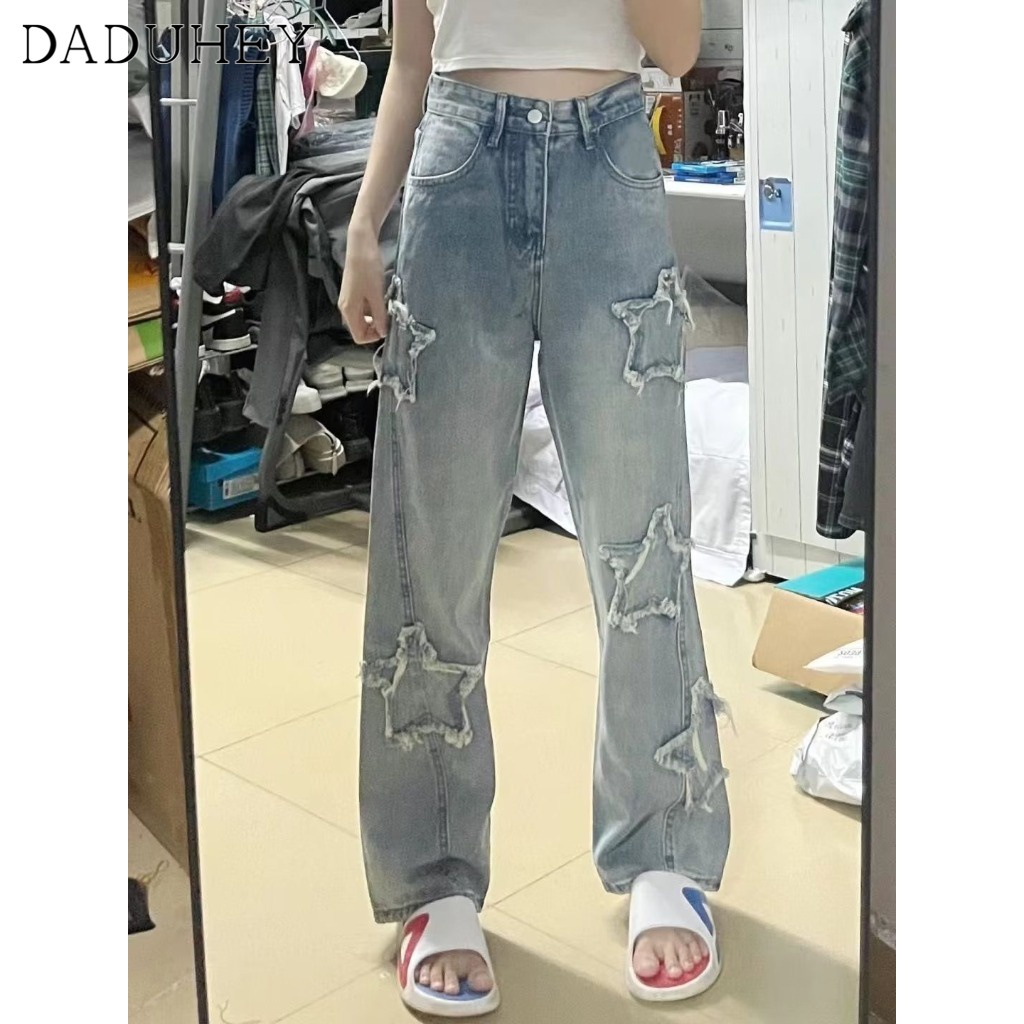 Quần jeans DADUHEY lưng cao phong cách Mỹ đường phố thời trang cổ điển cao cấp cỡ lớn