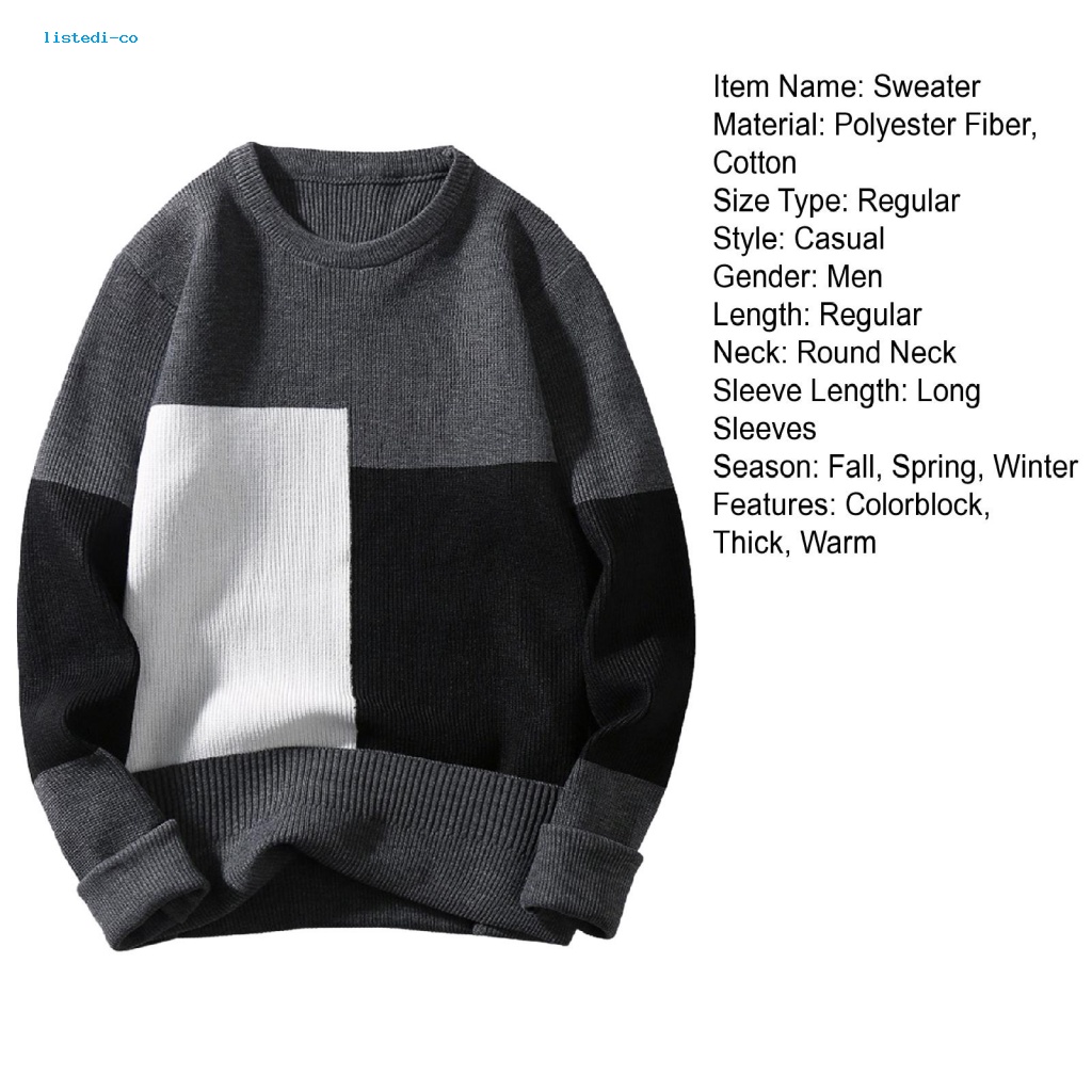 Listedi Áo sweater Dệt Kim Cổ Tròn Phối Màu Thời Trang Thu Đông Cho Nam Giới