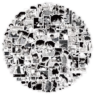 100 Miếng Dán Trang Trí Hình Thám Tử conan Màu Trắng Đen