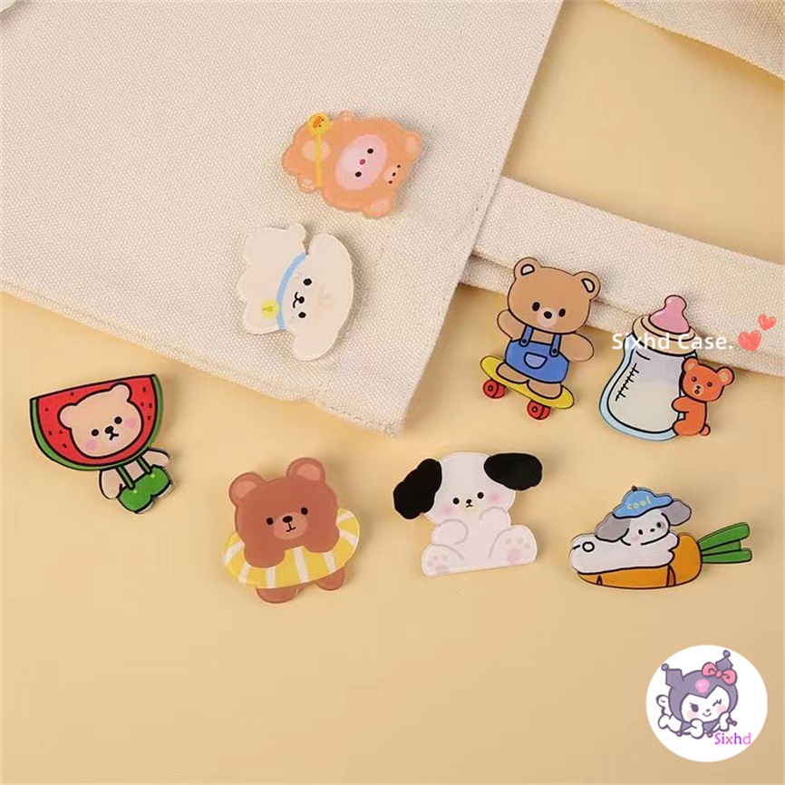 Hoạt Hình Ốp Điện Thoại Có Giá Đỡ Hình Gấu Dễ Thương Phong Cách Hàn Quốc Cho iphone