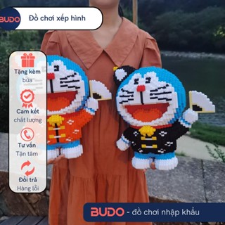 [ TẶNG BÚA ] Đồ Chơi Lắp Ráp Mô Hình Doraemon Doremon áo cam cầm quạt Cỡ Lớn 40cm,  Giá Rẻ Nhất