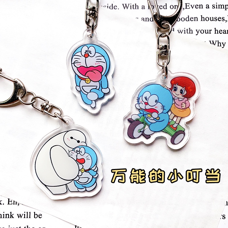 Phim hoạt hình anime acrylic móc khóa Doremon túi mặt dây chuyền Xiaohongshu cặp đôi nổi tiếng internet mặt dây chuyền