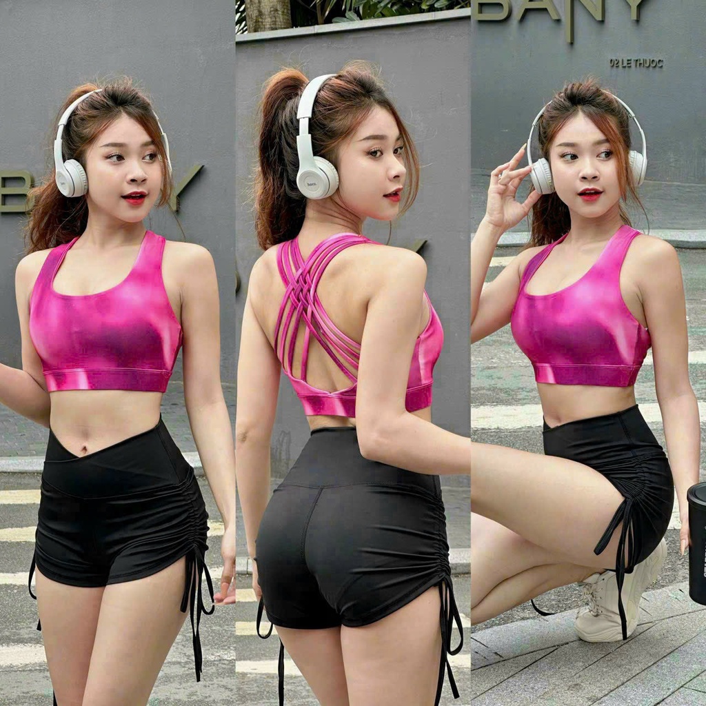ÁO bra họa tiết đan dây sau lưng siêu đẹp tập gym, yoga erobic siêu đẹp