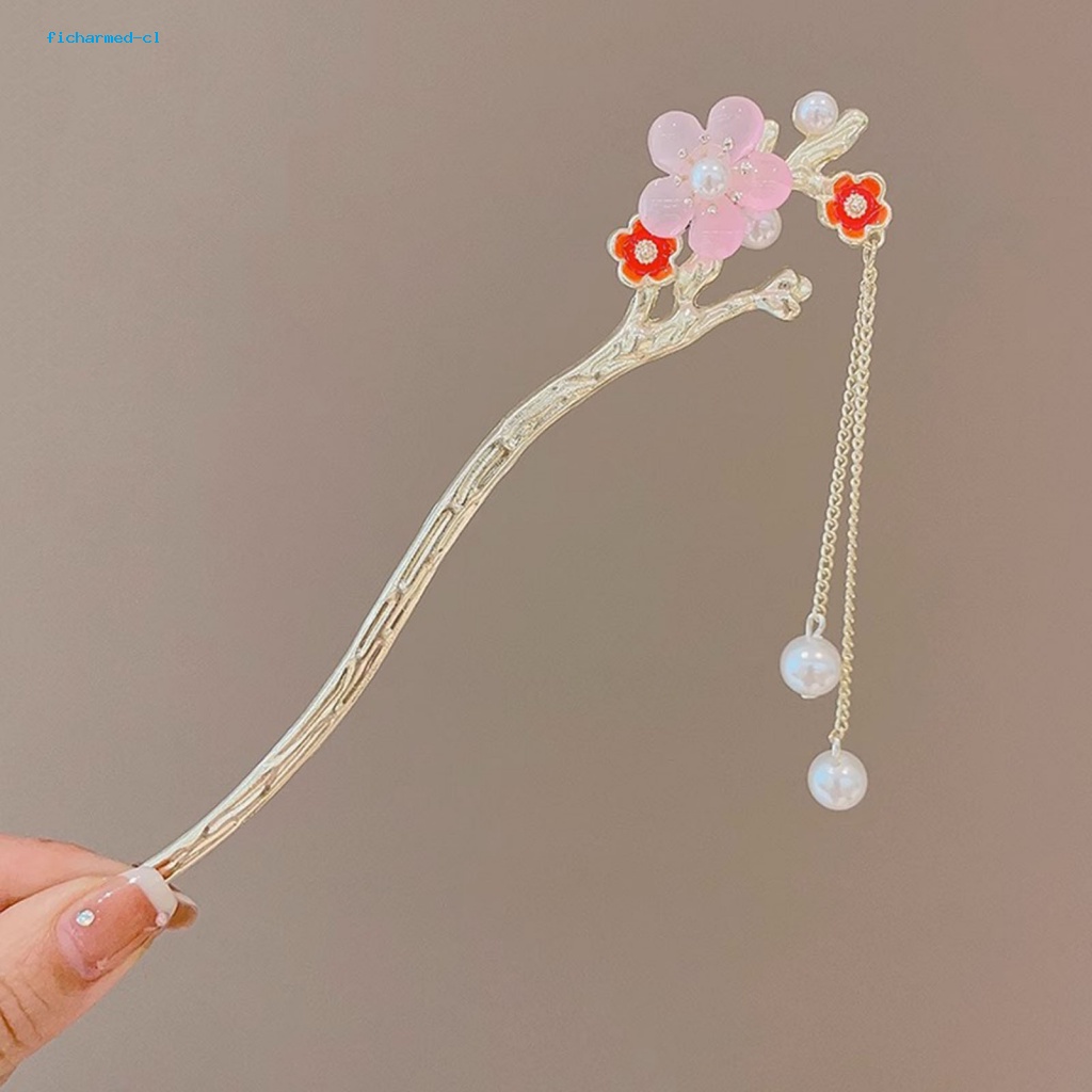 Fc * Trâm Cài Tóc Kim Loại Đính Ngọc Trai Giả Phong Cách Trung Hoa Thanh Lịch Thích Hợp Làm Quà Tặng Cho Đám Nam