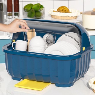 Bộ đồ ăn hộp bảo quản nhà bếp hộ gia đình ký túc xá bát đĩa có nắp nhựa tủ bát hộp bát giá thoát nước