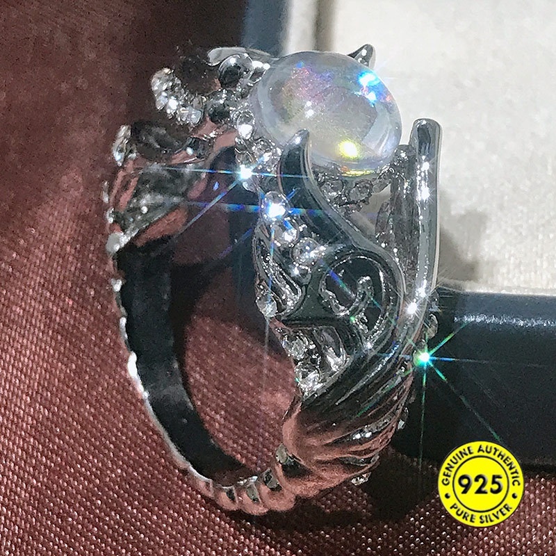 Nhẫn Đính Đá Kim Cương Nhân Tạo Màu Trắng Cho Nữ