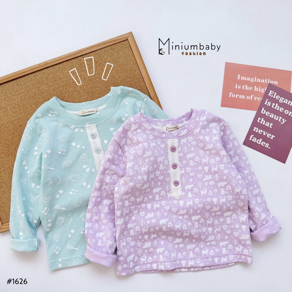 Bộ dài tay họa tiết đính 3 cúc