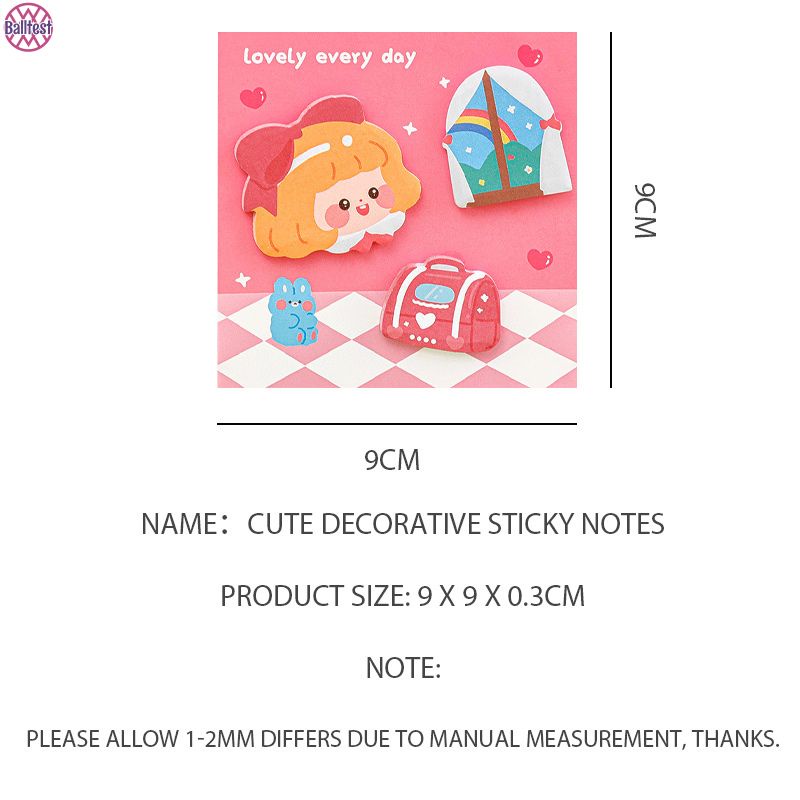 Ballteset💜Bộ 3 Note 60 Tờ Giấy Ghi Chú Màu Dễ Thương