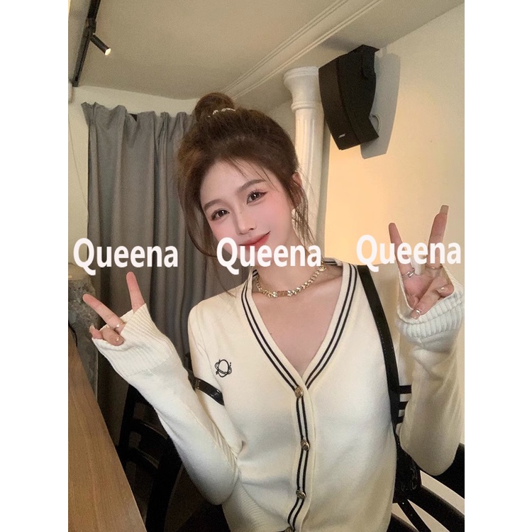 Queena Áo Len áo khoác cardigan Comfortable Casual xu hướng Popular WMY2393F7Z 40Z231007