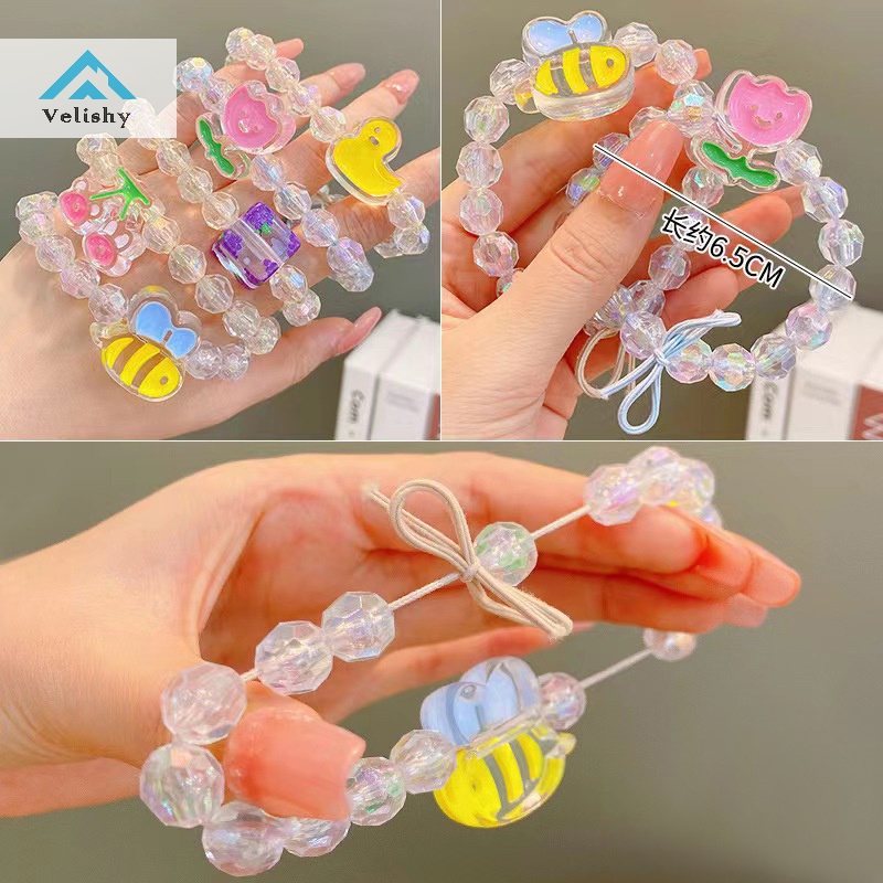 Velishy Vòng Tay Co Giãn Đính Hạt Pha Lê Nhiều Màu Hình Bướm Phong Cách Hàn Quốc Thời Trang Cho Nữ