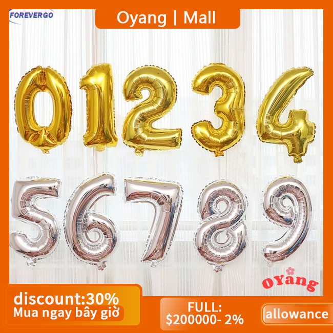 Bong Bóng Lá Nhôm 16 inch Hình Chữ Số Trang Trí Tiệc Sinh Nhật
