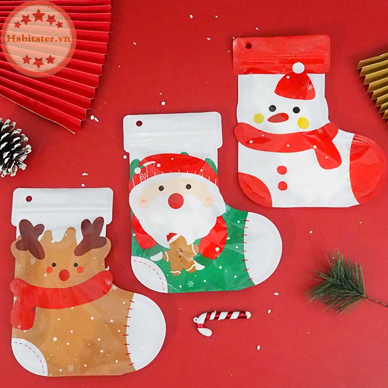 Set 10 Túi Nhựa Đựng Quà Giáng Sinh Dễ Thương