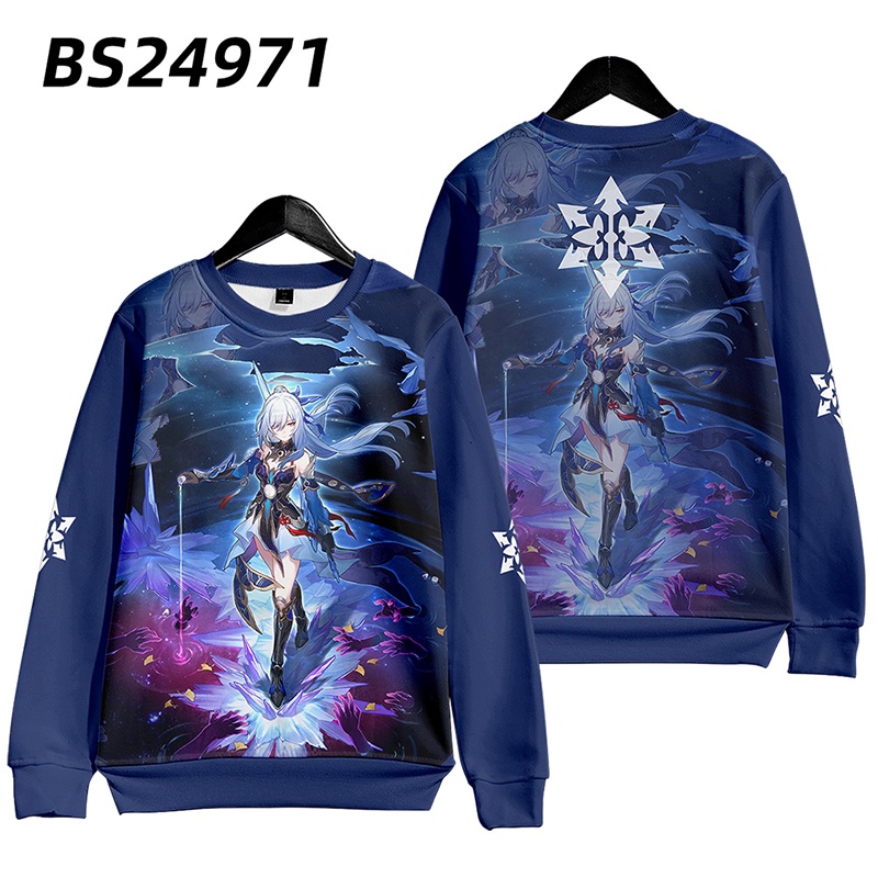 Áo hoodie Tay Dài In Họa Tiết Hoạt Hình 3d genshin Impreza jingliu plus size unisx