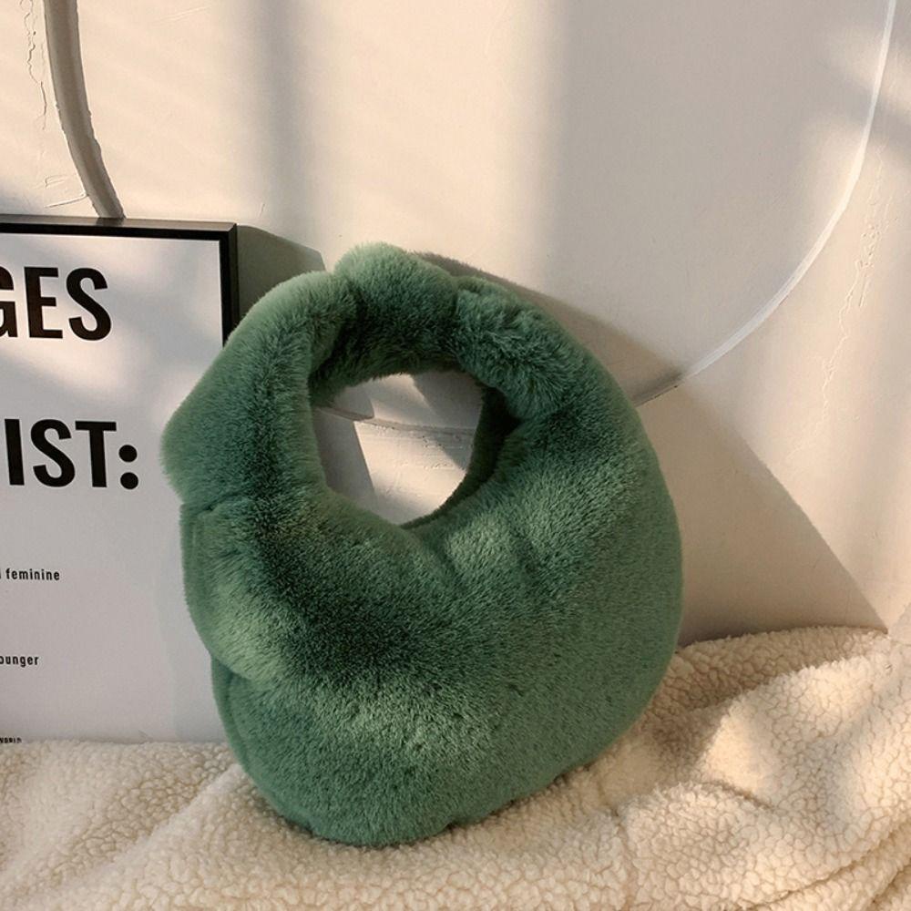 Shanhai Túi Xách Lông Thỏ Giả Màu Trơn Phong Cách Hàn Quốc Thời Trang Công Sở