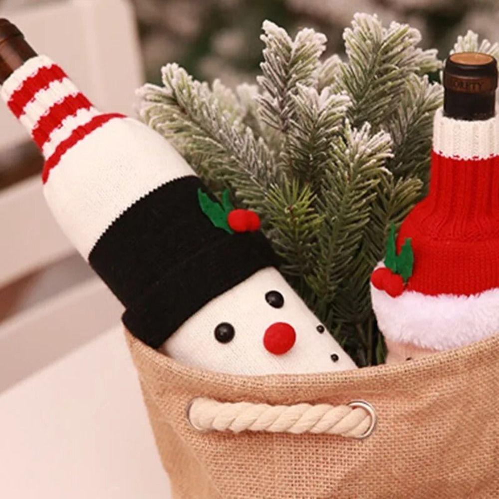 Pinou Vỏ Bọc Chai Rượu Vang Đỏ Hình Ông Già Noel Sáng Tạo Để Bàn Trang Trí