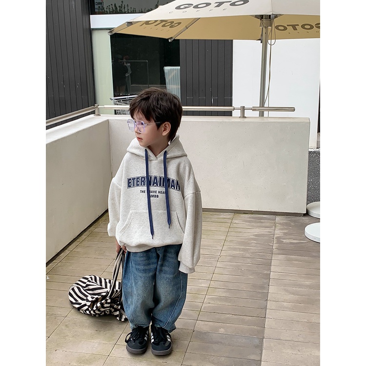 Ambb - Áo Hoodi Có Mũ Thu Đông Có Chữ Cho Bé Gái Và Bé Trai Phong Cách Áo Khoác Rộng Năng Động