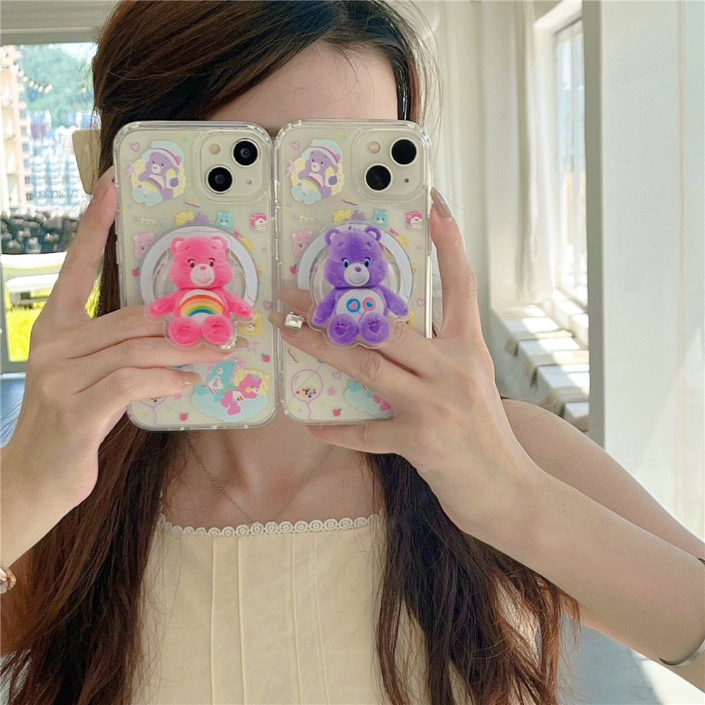 Ốp Điện Thoại Cứng Thân Thiện Với Môi Trường Hình Gấu Có Nam Châm Cho iphone 15 pro max 14 13 12 pro 11