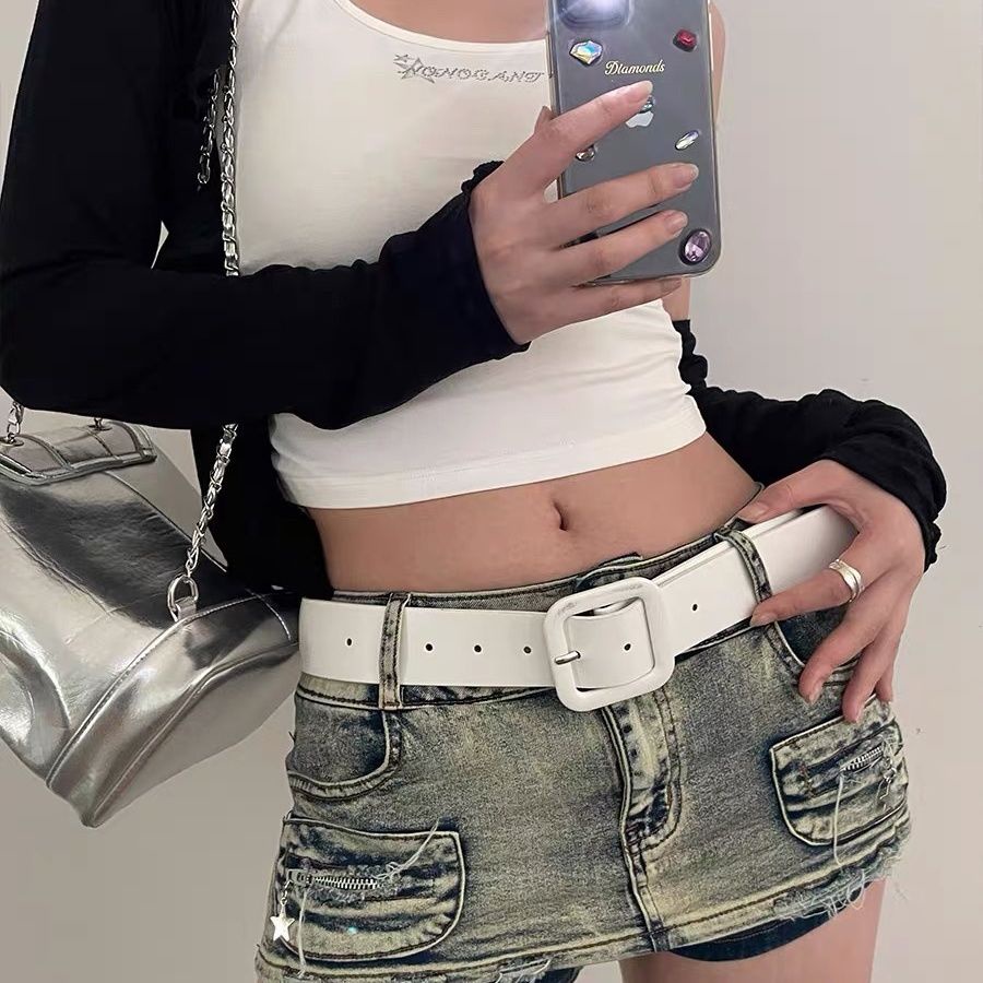 Kính y2k Y2k Dây Thắt Lưng Màu Hồng Khóa Vuông Phong Cách Mới 2023 Phù Hợp Với Trang Trí Váy Nữ
