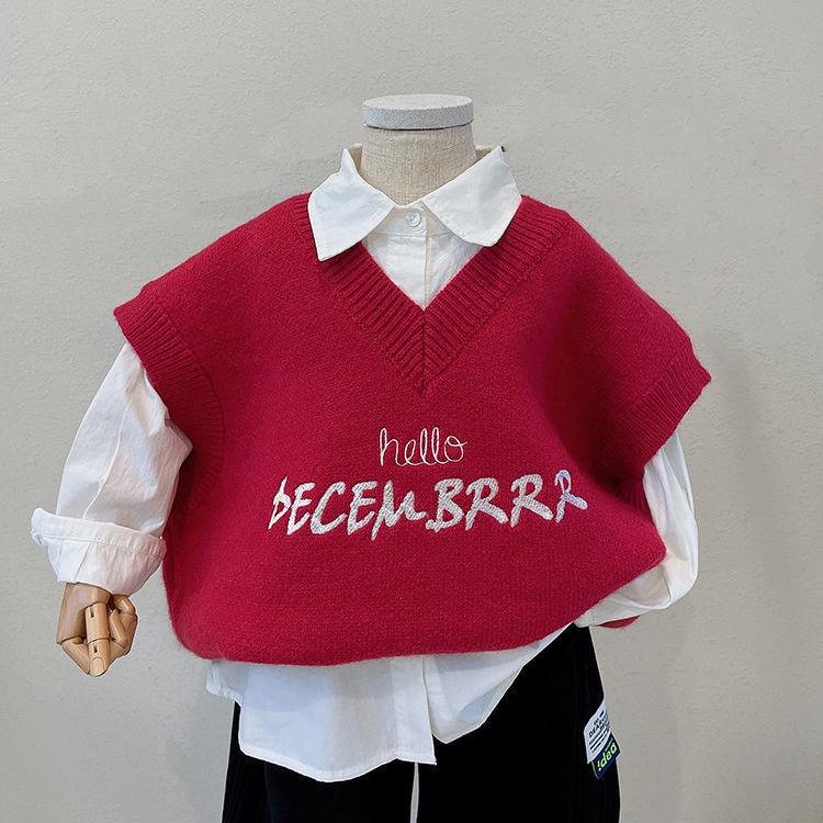 Áo Len Không Tay Phong Cách Hàn Quốc Cho Bé Từ 1-3 Tuổi