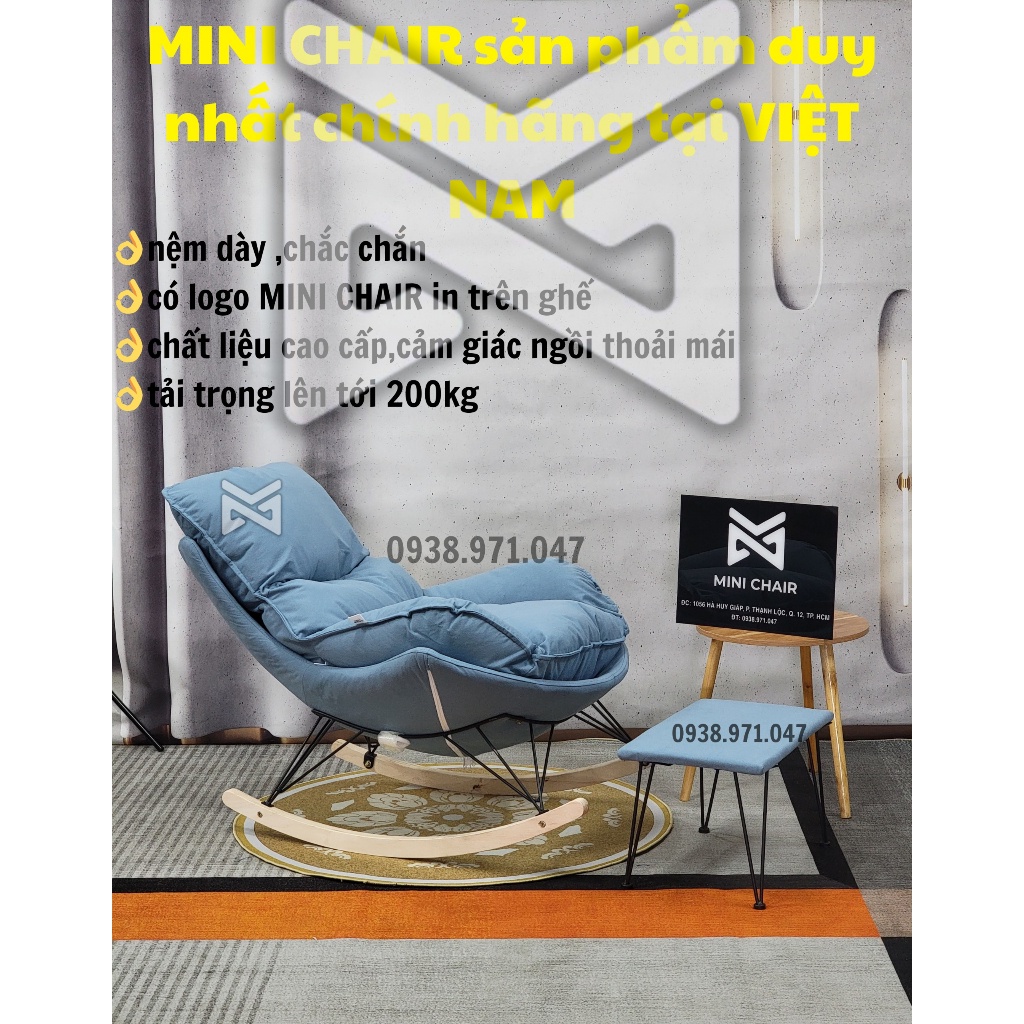 Ghế lười sofa bập bênh thư giãn kèm đôn để chân,nằm đọc sách MINI CHAIR